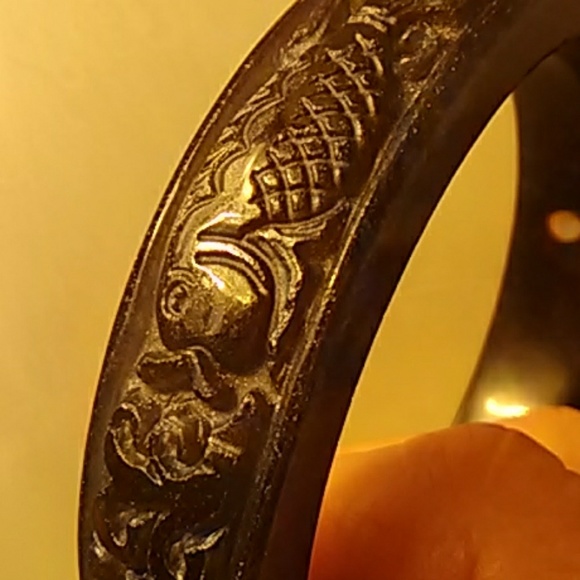 Jade Bangle signed Koi fish - Picture 6 of 6
